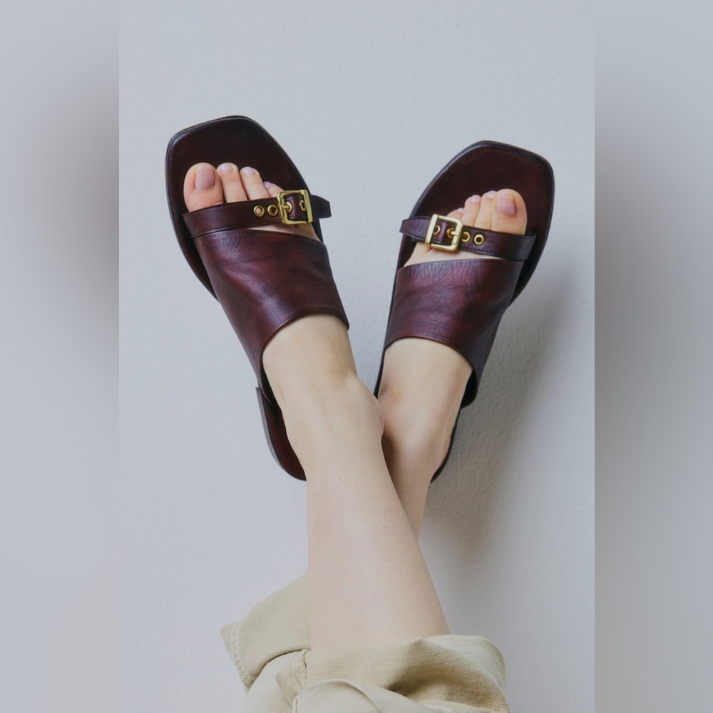 Free People Mila Minimal Flat Sandal in Coconut Shell